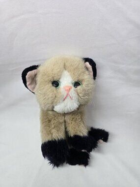 Vintage 1990s Tyco Kitty Kitty Kitten Plush Purr Rattle Tan Black